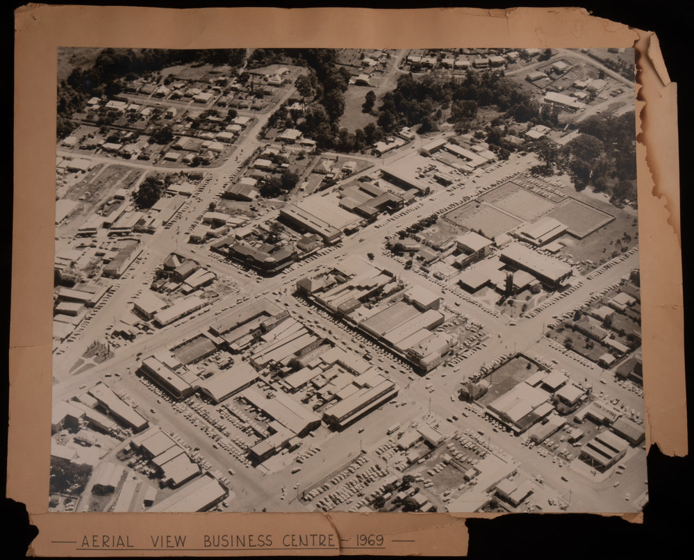 Aerial view of Coffs Harbour CBD, 1969