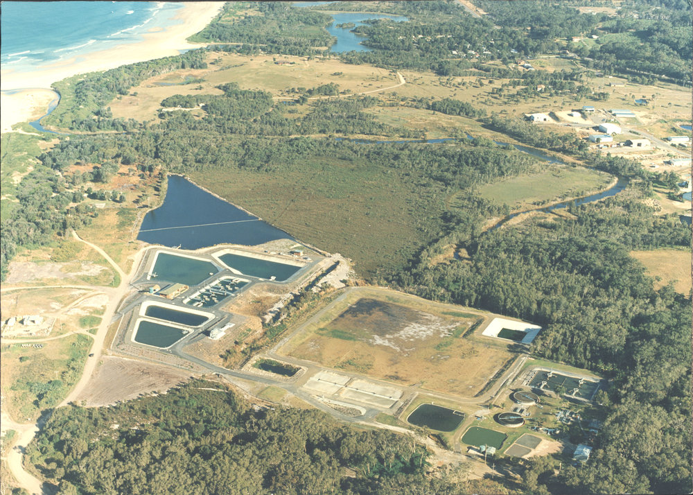 Aerial view of Woolgoolga's sewage treatment plant