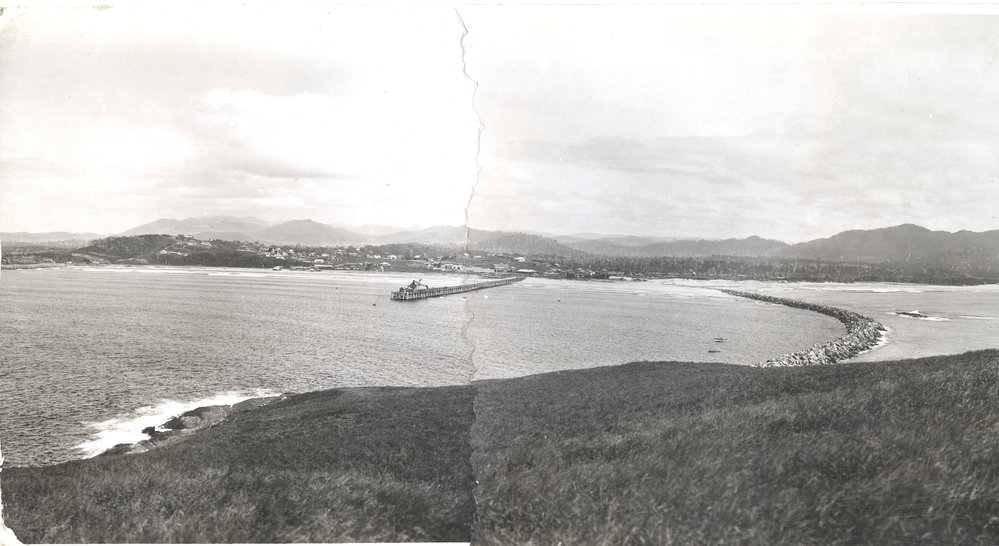 Coffs Harbour Jetty &amp; township seen from Muttonbird Island, c. 1920s