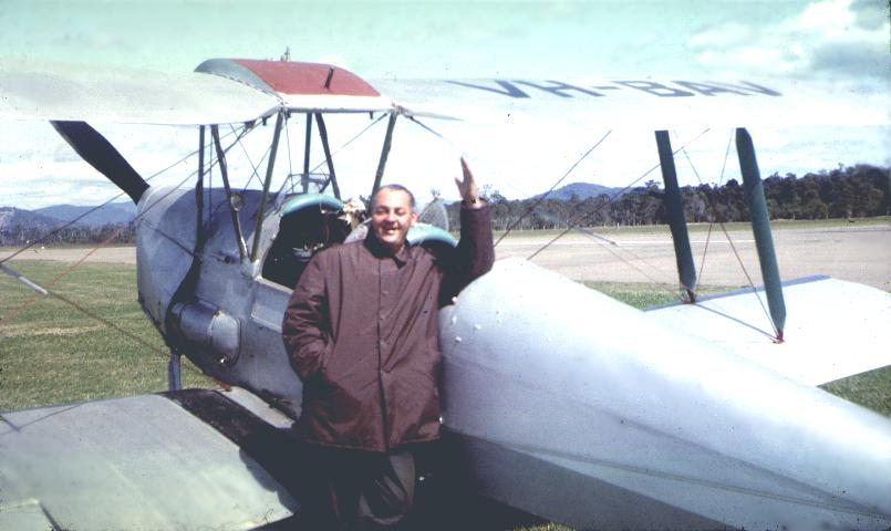 Ron Keevers with De Havilland Tiger Moth, 1967