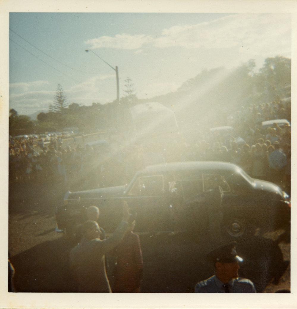 The Queen's car surrounded by onlookers, 11 April 1970