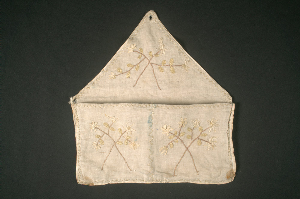 Embroidered peg bag, c. 1849