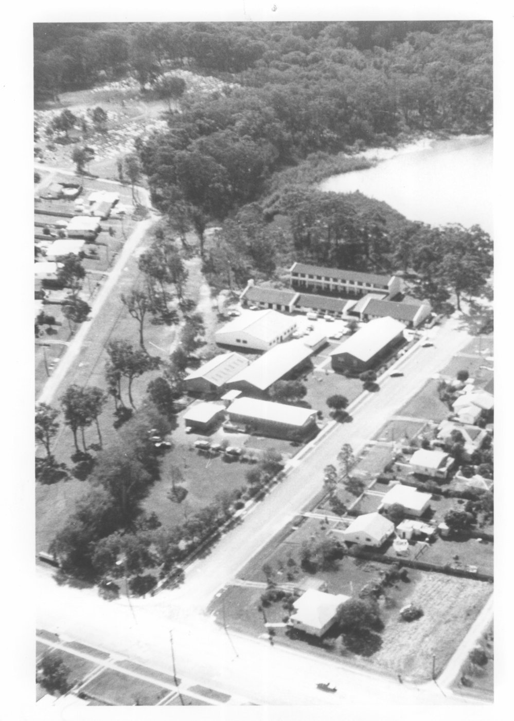 Aerial view of TAFE college and cemetery