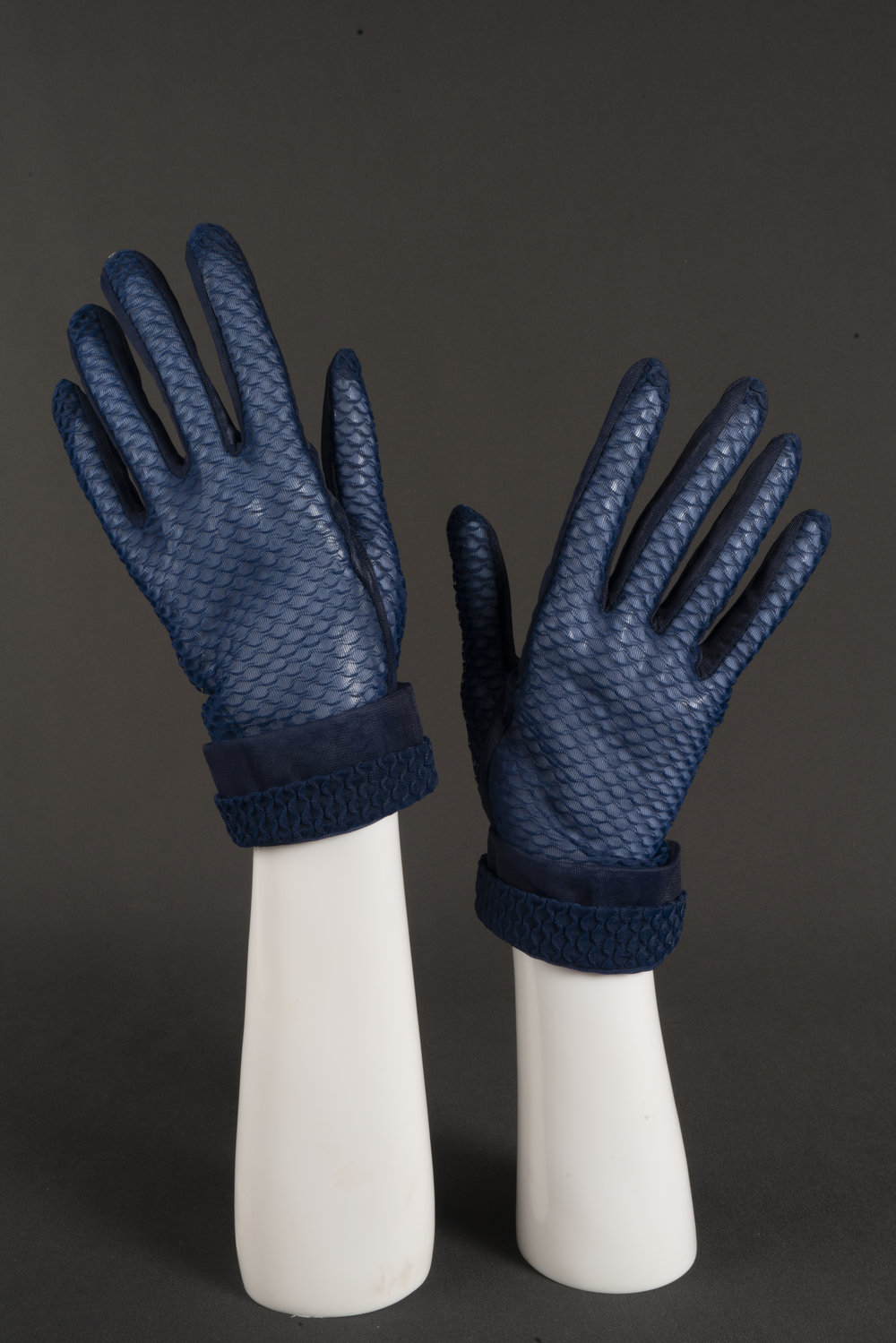 Pair of blue mesh gloves