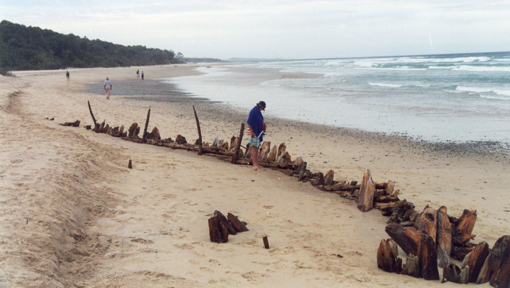 Remains of the Buster shipwreck at the northern end of Woolgoolga beach