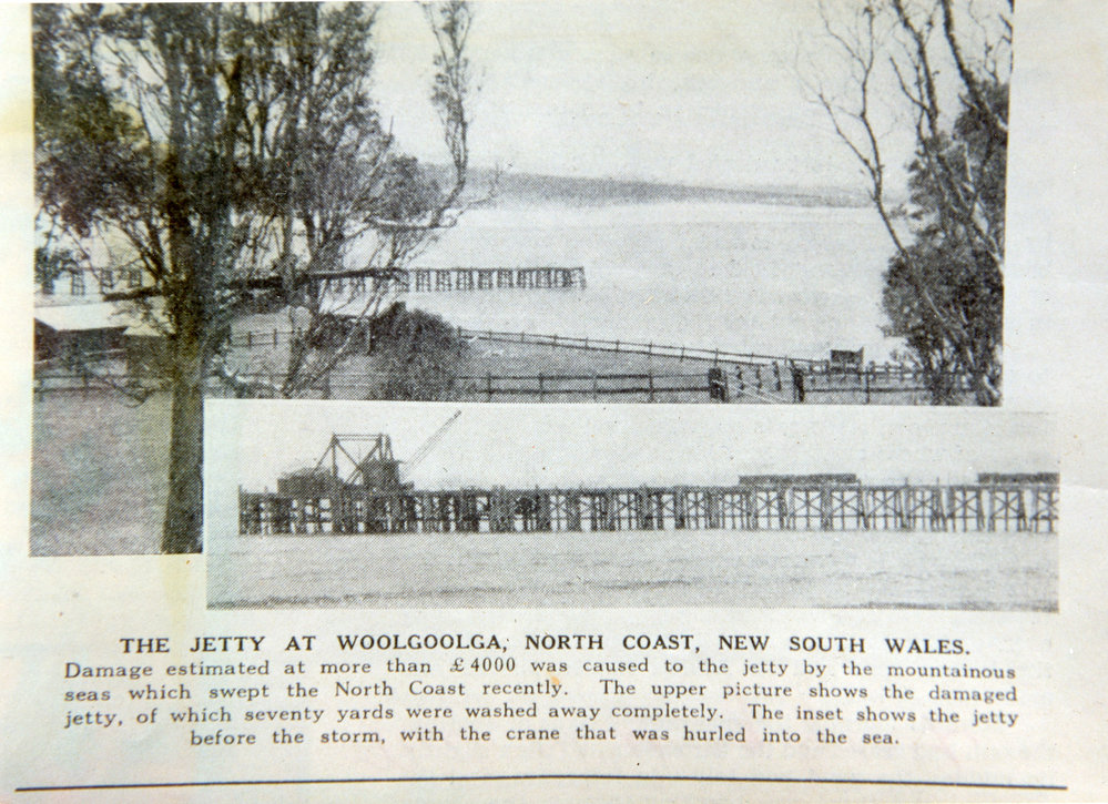 Woolgoolga Jetty after a cyclone, 20 February 1937