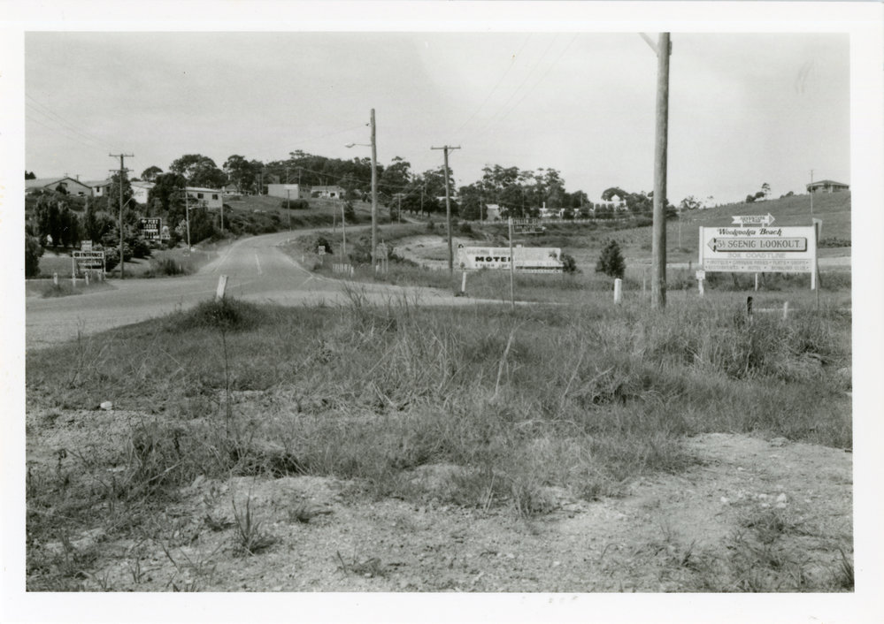 Tourism signs at Aston's corner, 1981