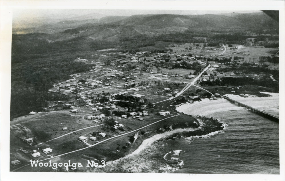 Aerial view of Woolgoolga, 1930s