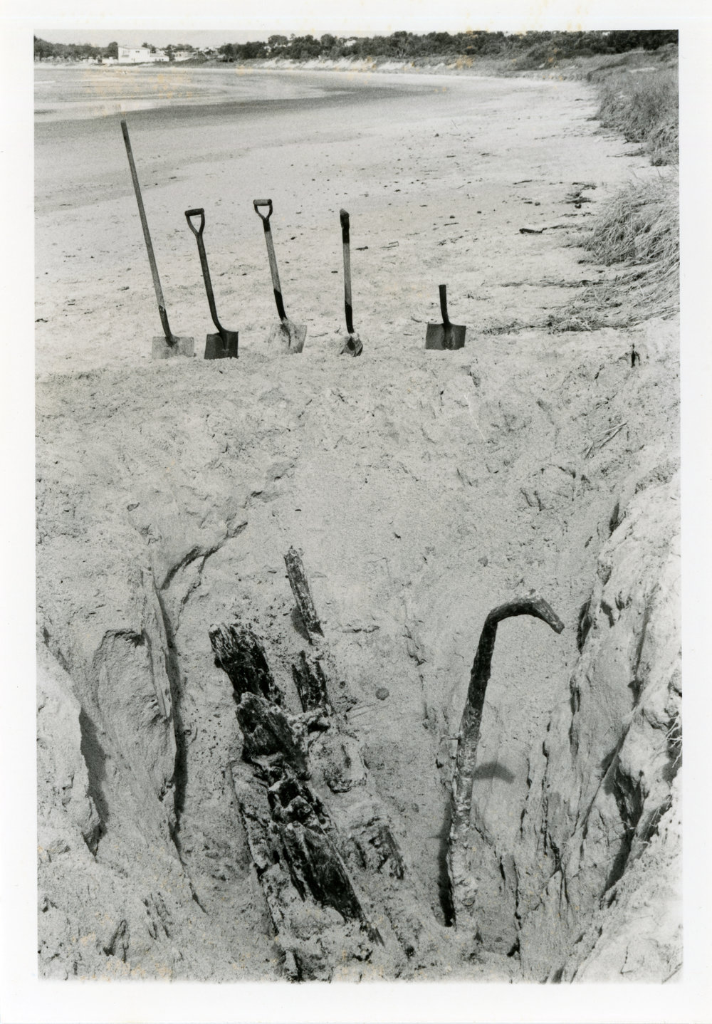 Remnants of the Buster shipwreck on Woolgoolga Beach, 1970s