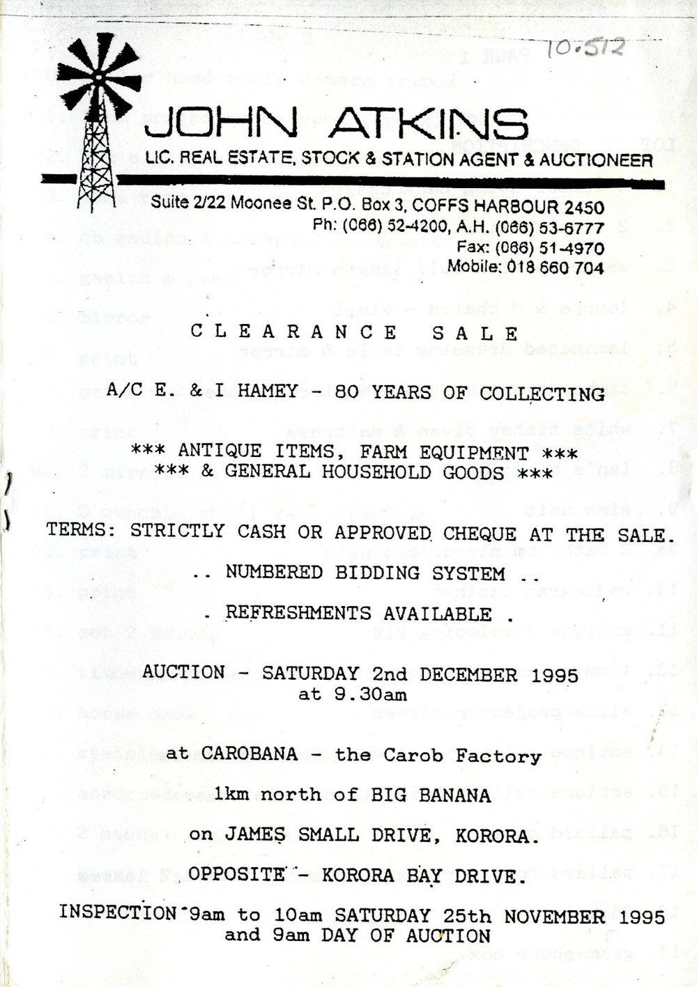 Auction catalogue for Hamey family collections, 1995