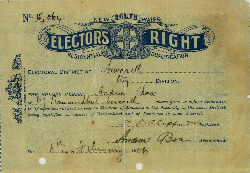 Elector's right certificate, 1906