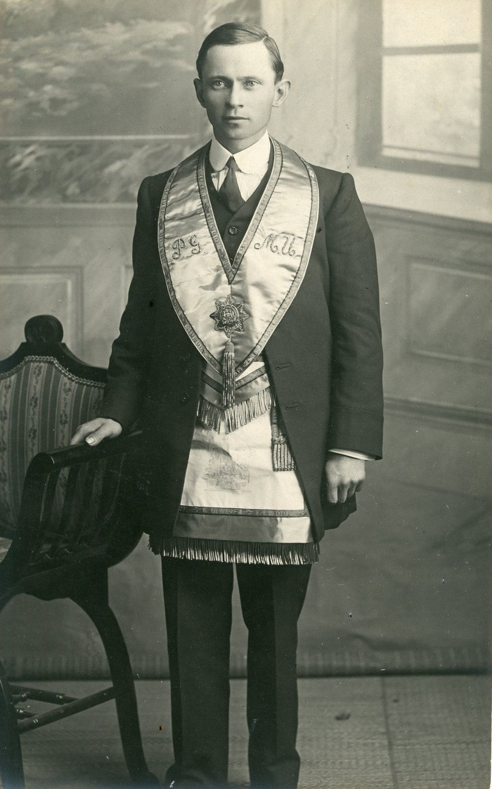 Peter Jensen in Manchester Unity of Oddfellows regalia, 1922 