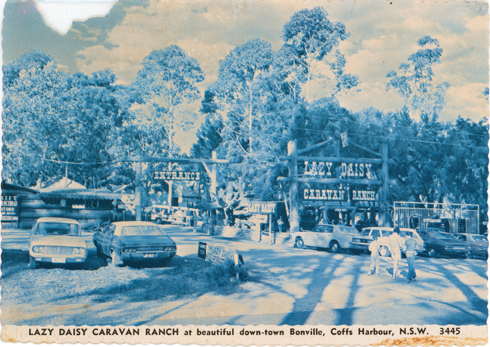 Entrance to the Lazy Daisy Caravan Ranch, c.1975