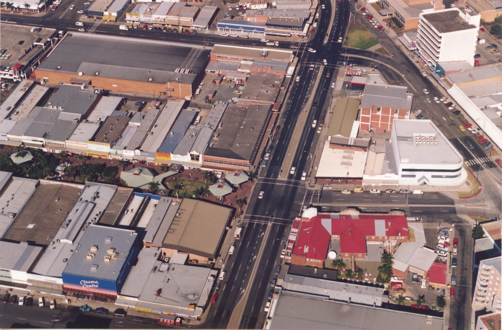 Aerial view of Coffs Harbour CBD, 1990s