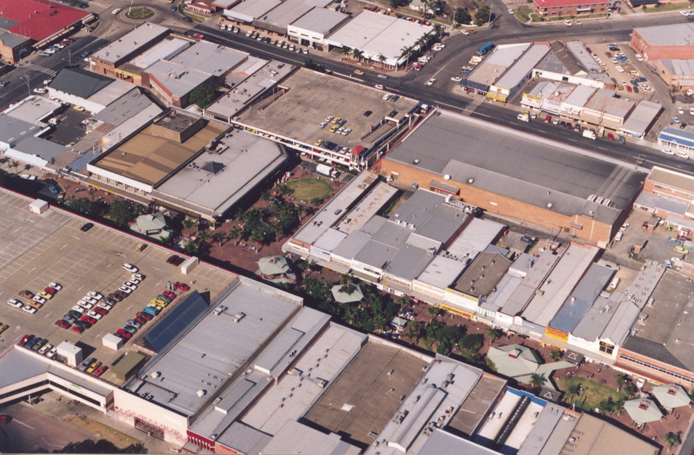 Aerial view of Coffs Harbour CBD, 1990s