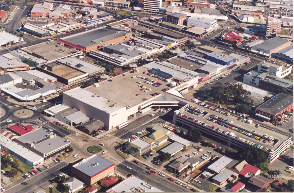 Aerial view of Coffs Harbour CBD, 1990s