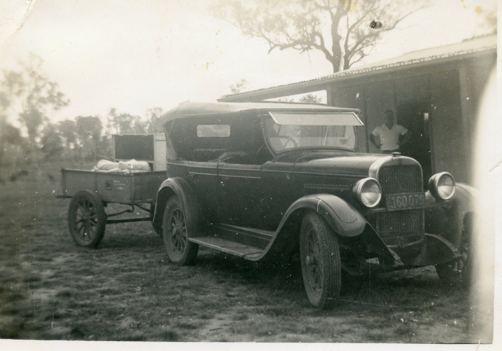 Old Car and Trailer Red Rock 1940s 