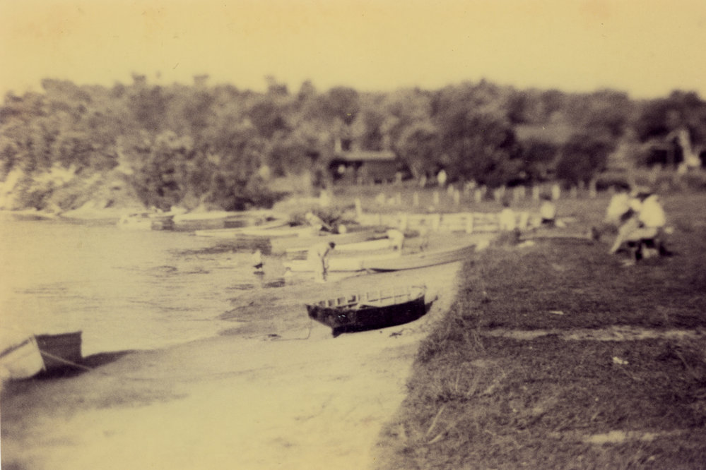 Boats on Red Rock River bank