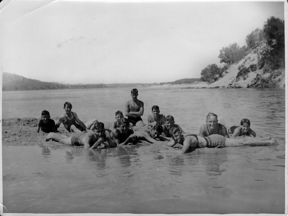 Sunbathers at high tide, Red Rock, 1932