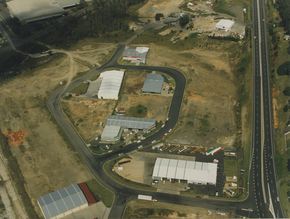 Aerial view of Hurley Drive industrial estate in Coffs Harbour, 1990s