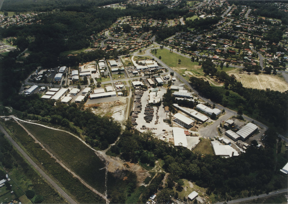 Aerial view of Newcastle Drive industrial estate in Toormina, 1990s