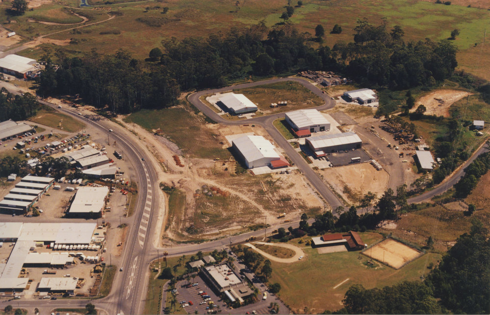 Aerial view of Keona Circuit in the North Boambee Valley, 1990s