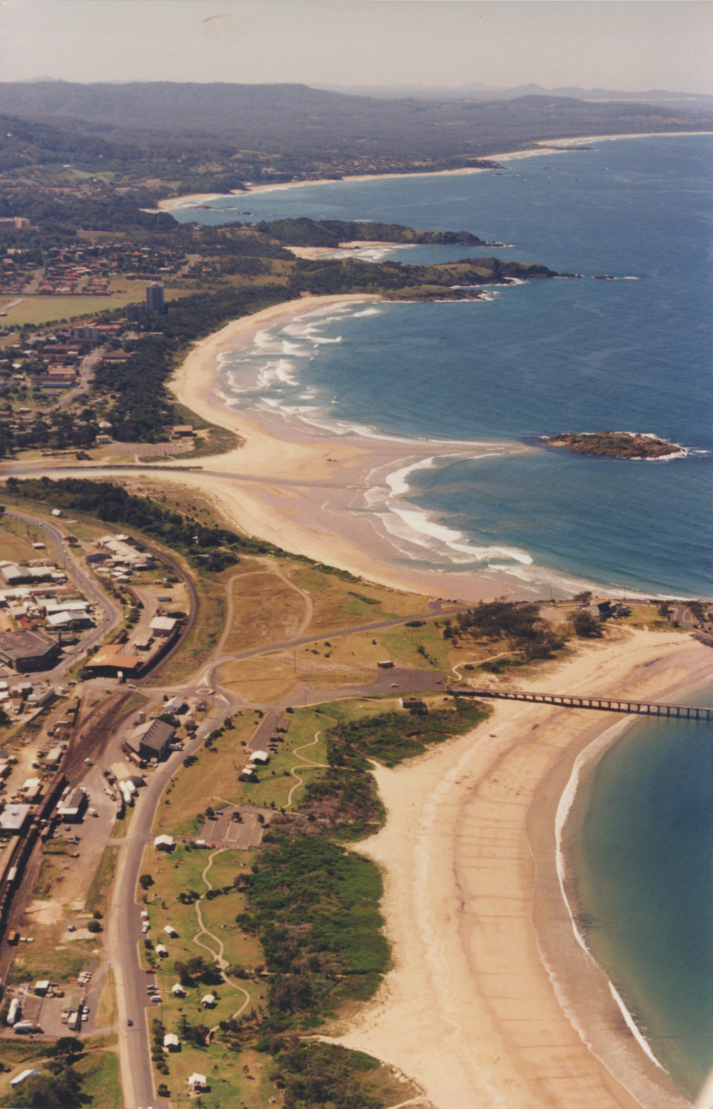 Aerial view of the Coffs coastline, 1990s