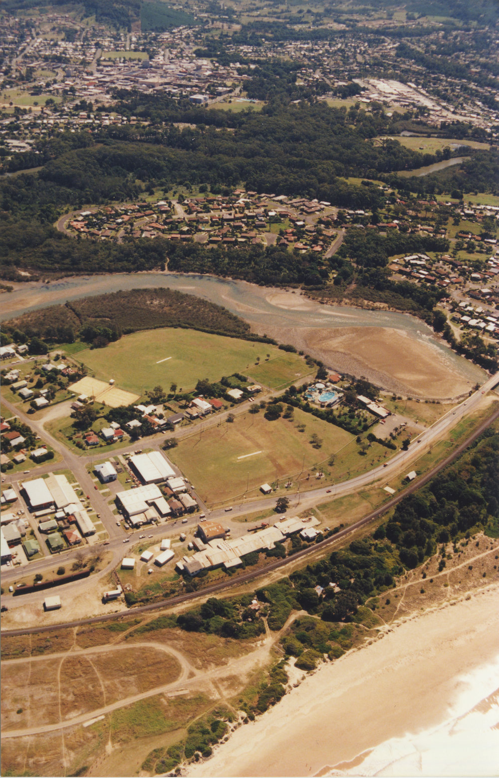 Aerial view of Coffs Creek near the Jetty, 1990s