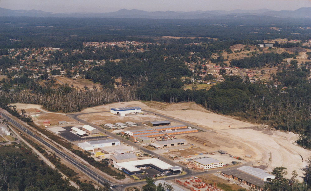 Aerial view of Hi-Tech Drive industrial estate in Toormina, 1990s