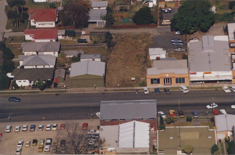 Aerial view of Park Avenue in Coffs Harbour, 1990s