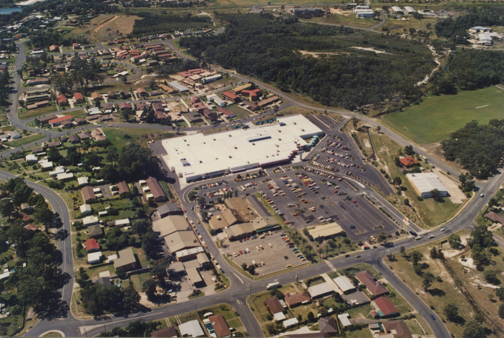 Aerial view of Toormina Gardens Shopping Centre, 1990s