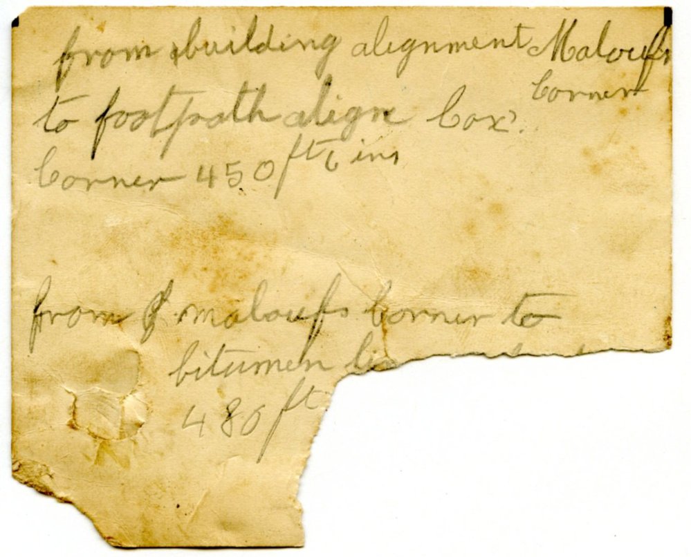 Scrap of paper about footpath construction