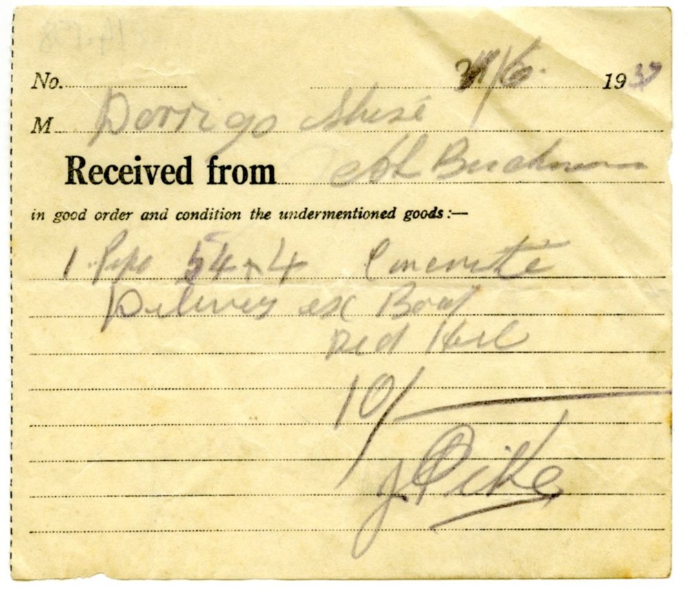 Dorrigo Shire Council receipt, June 1937