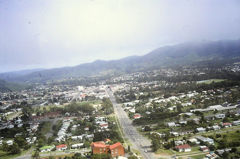 Aerial view of Coffs Harbour, 1977