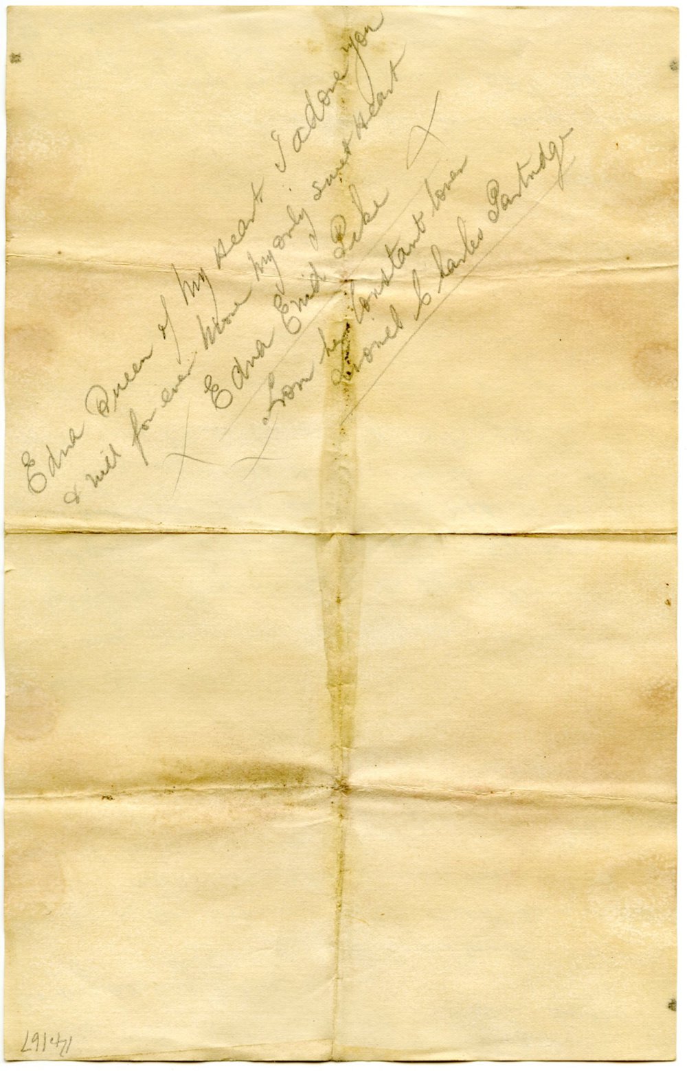 Love Letter from Lionel Partridge to Edna Pike, pre 1946