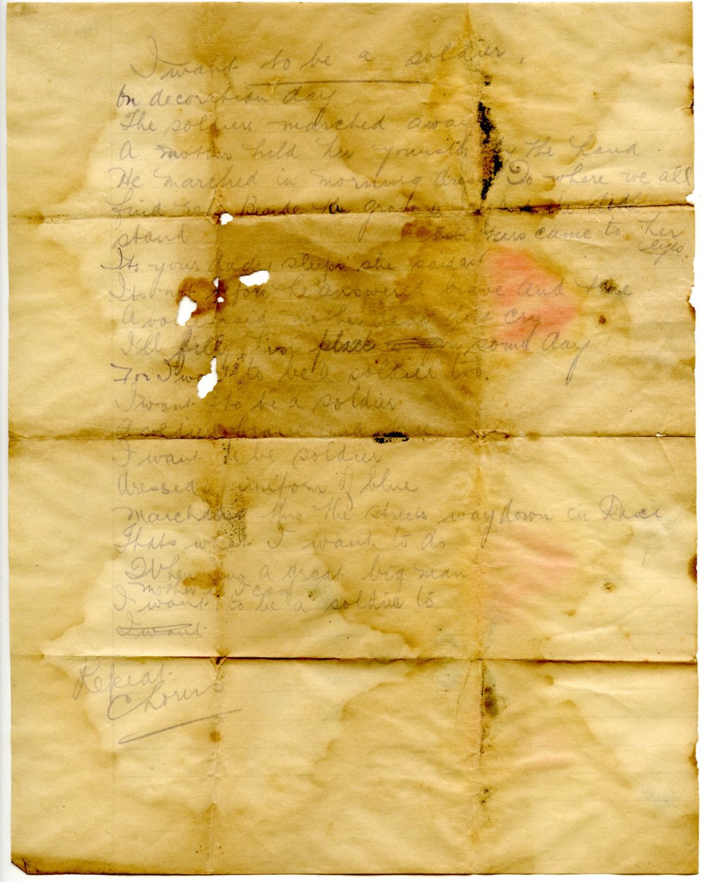 Handwritten song sheets
