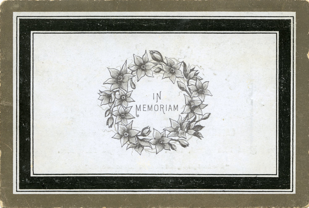 Remembrance card for Mary Cameron, 1884
