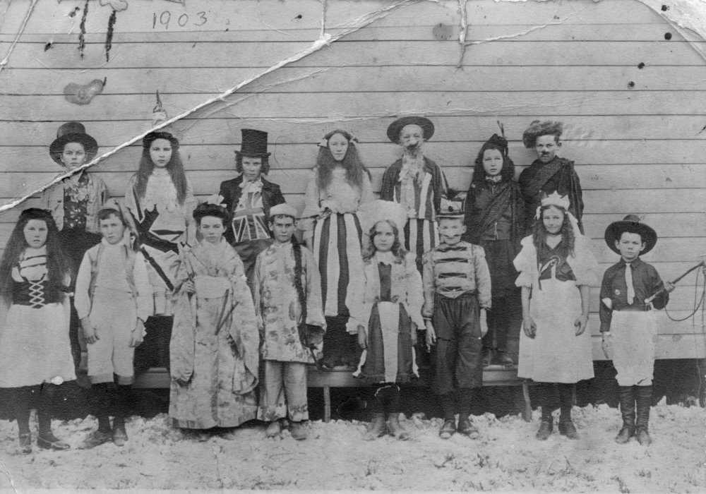 Pupils of Coffs Harbour Public School in fancy dress, 1903 