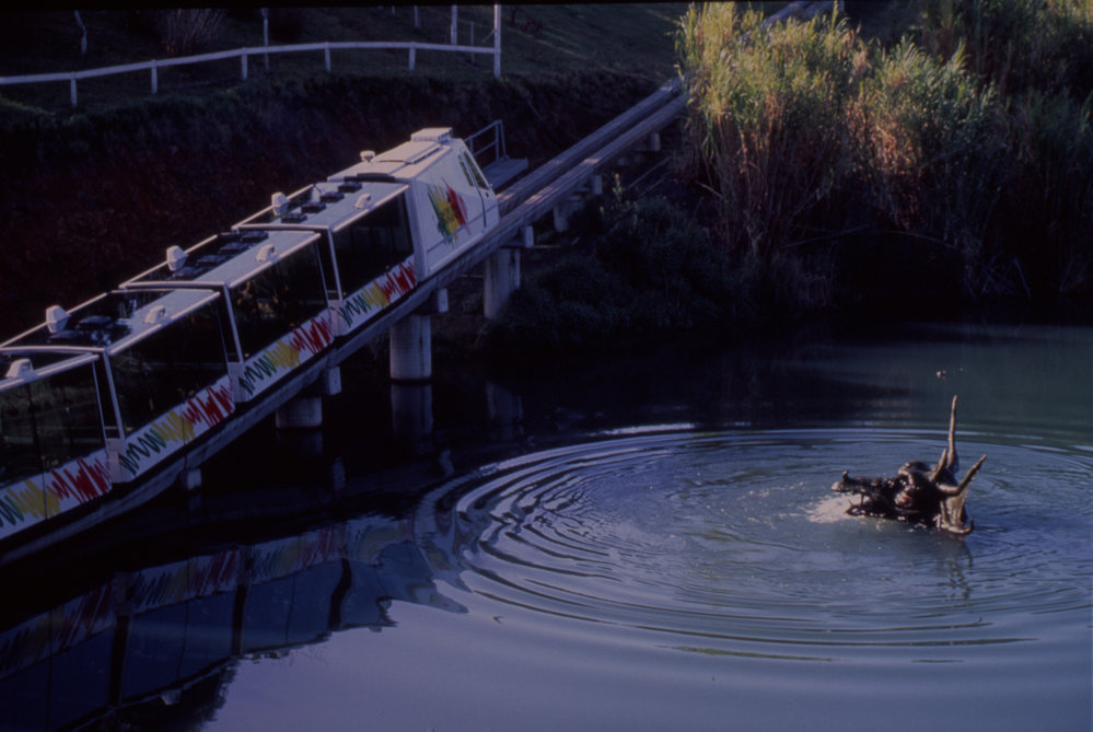 Bunyip and monorail shuttle, The Big Banana, 1980s