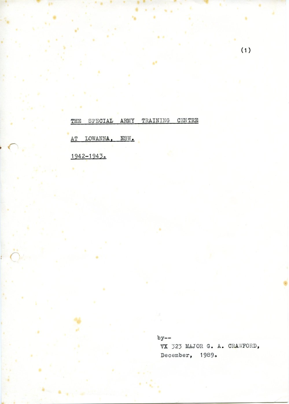 The Special Army Training Centre at Lowanna, NSW, 1942 - 1943