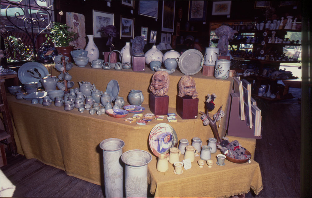 Ceramics display, The Yellow Shed, Bellingen