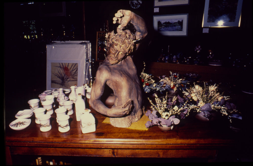 Faun &amp; pottery display, The Yellow Shed, Bellingen