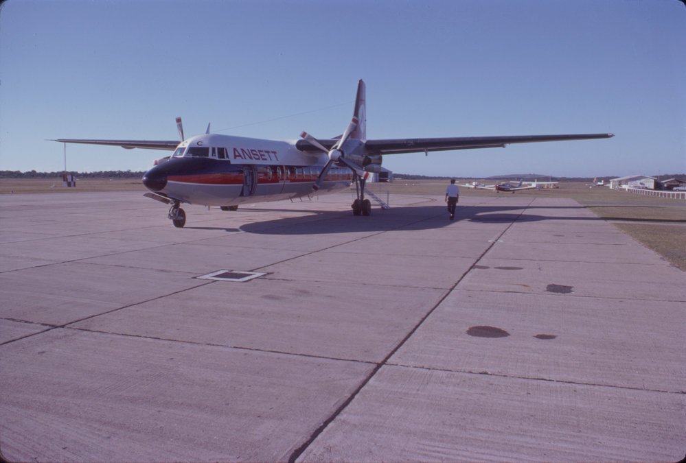 Ansett aeroplane, Coffs Harbour Airport, March 1978