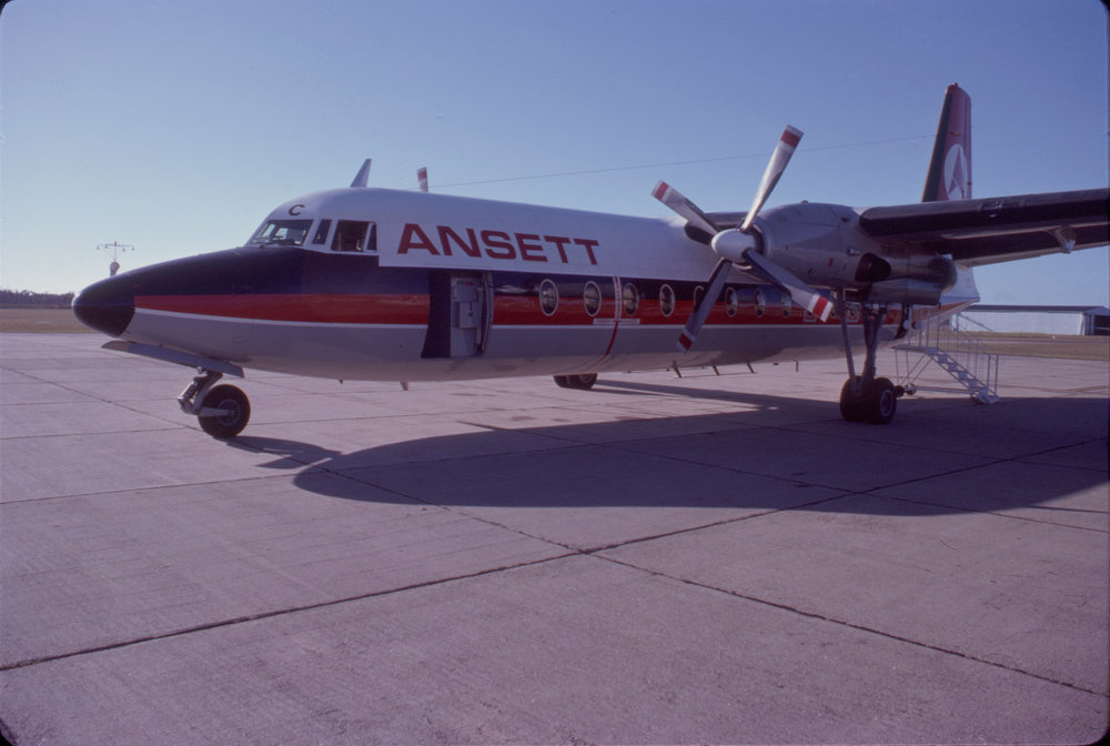 Ansett aeroplane, Coffs Harbour Airport, March 1978
