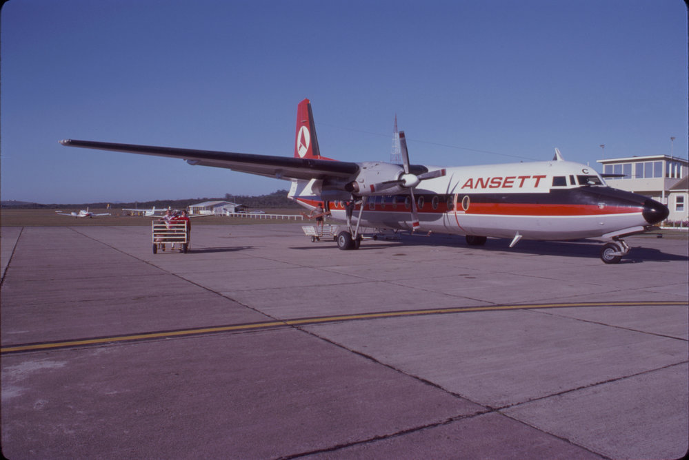 Ansett aeroplane, Coffs Harbour Airport, March 1978