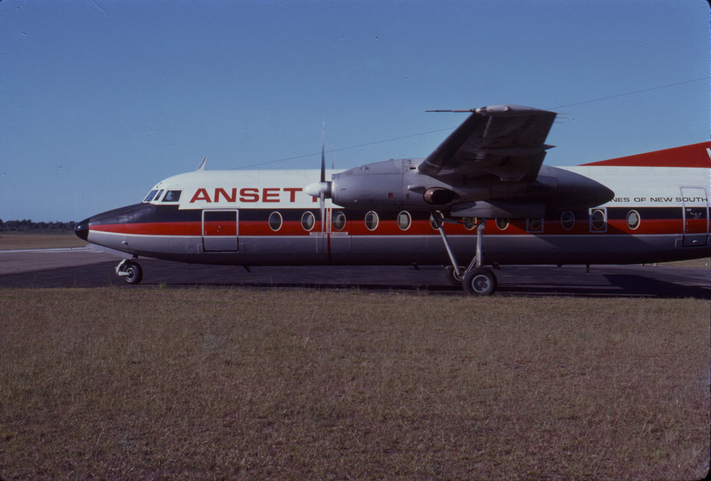Ansett aeroplane, Coffs Harbour Airport, March 1978