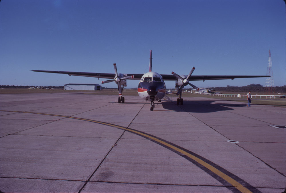 Ansett aeroplane, Coffs Harbour Airport, March 1978