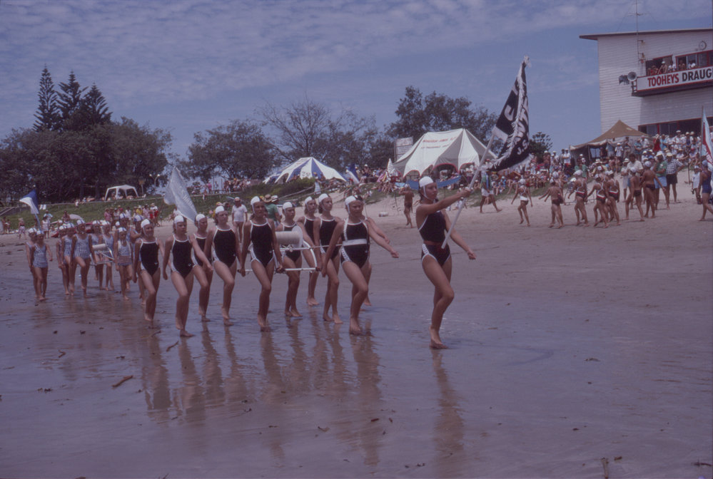 Sawtell Junior Surf Life Saving Club march, Woolgoolga Beach