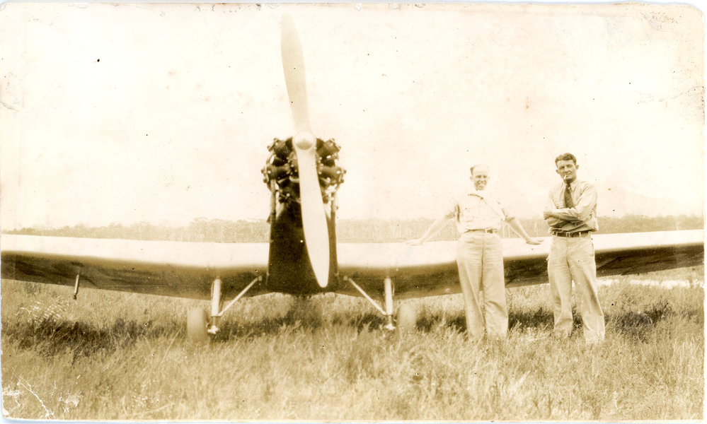 J. C. Carpenter and John J. Connelly with the Klemm Swallow, 1938