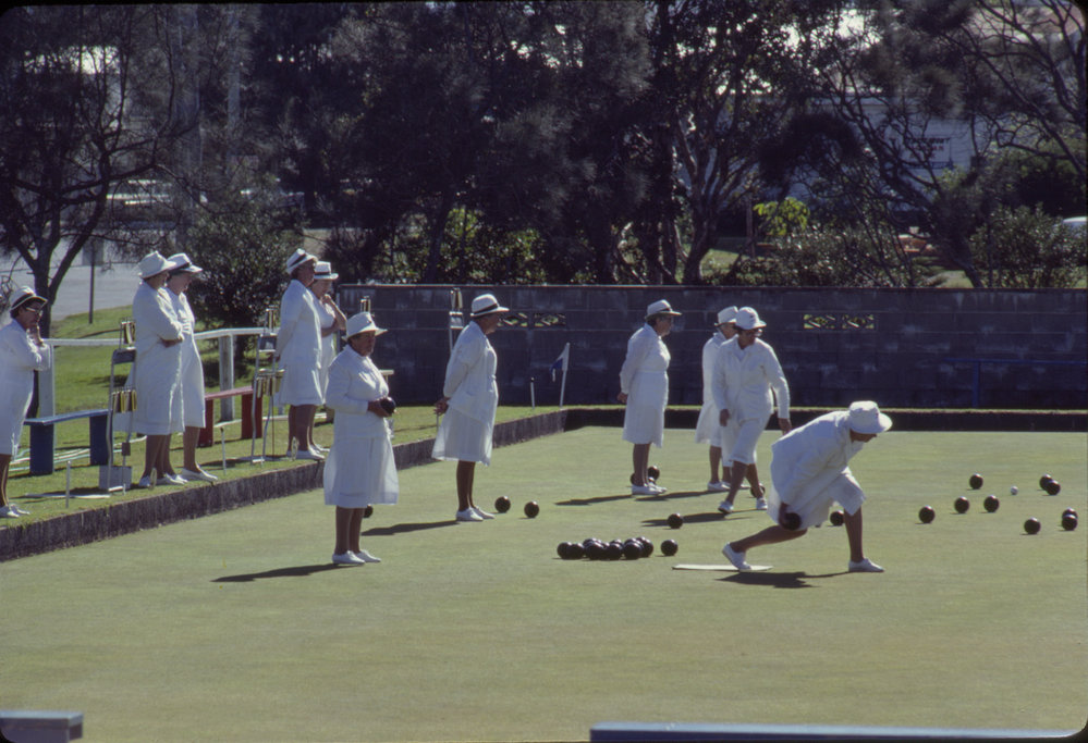 Women playing lawn bowls, c. 1978